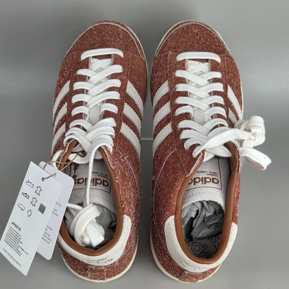 Adidas Jabbar Hi‎ Mens 8 Burnt Orange Hairy Suede High Top Sneakers Retro Sporty